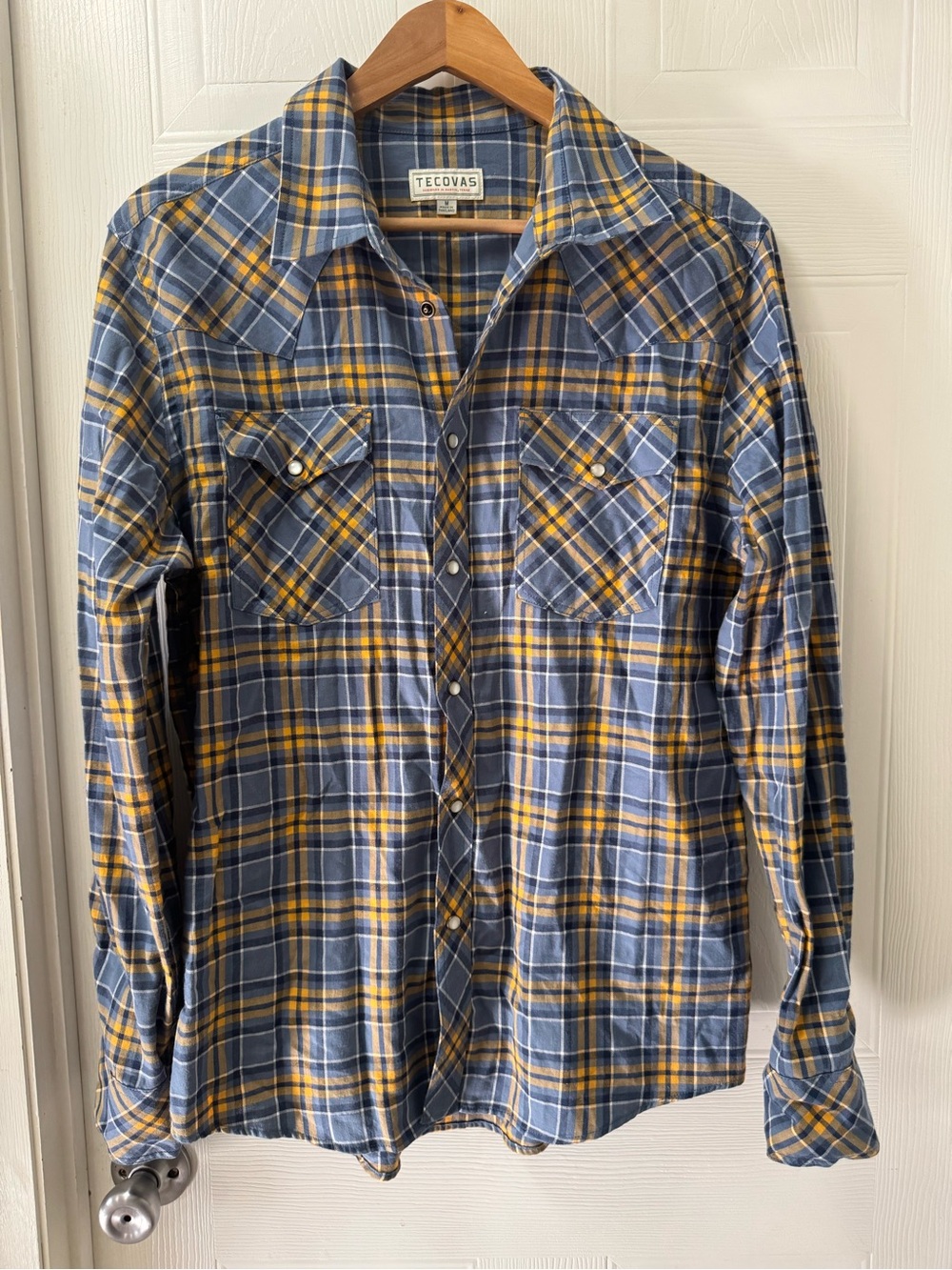 Tecovas Blue and Yellow Plaid Button-Down Shirt